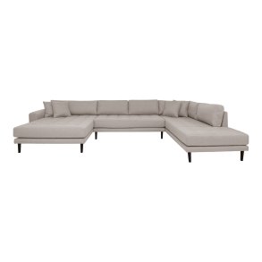 HOUSE NORDIC Lido U-Sofa, m. ben ende venstrevendt og 4 puder - stone polyester og sort tr
