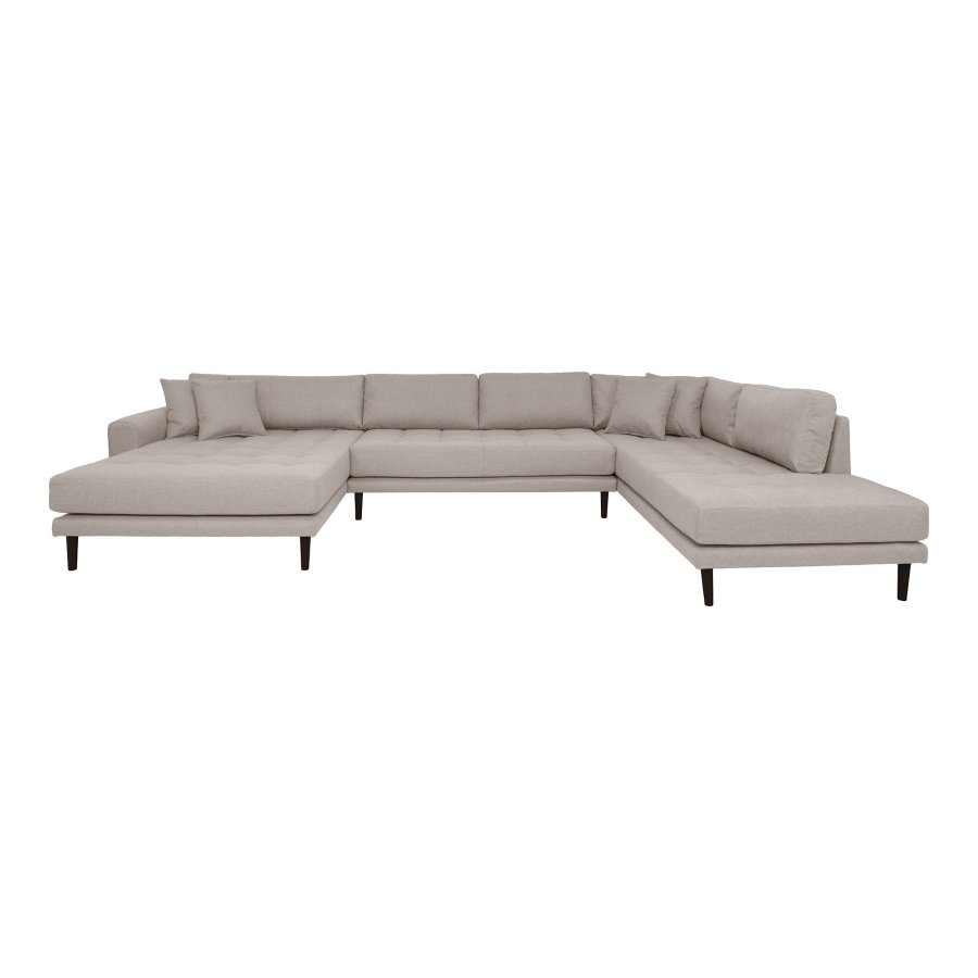 HOUSE NORDIC Lido U-Sofa, m. ben ende venstrevendt og 4 puder - stone polyester og sort tr