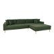 HOUSE NORDIC Lido loungesofa, hjre chaiselong, m. 4 puder - olivengrn polyester og egetr