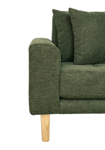 HOUSE NORDIC Lido loungesofa, hjre chaiselong, m. 4 puder - olivengrn polyester og egetr