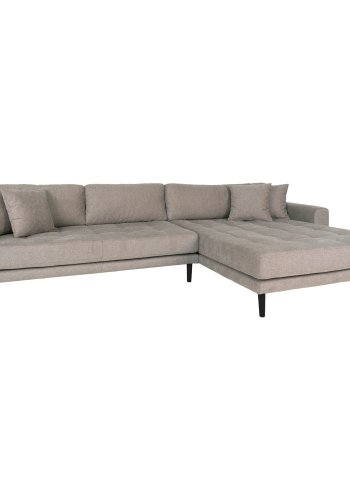 HOUSE NORDIC Lido loungesofa, hjre chaiselong, m. 4 puder - stone polyester og sort tr