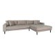 HOUSE NORDIC Lido loungesofa, hjre chaiselong, m. 4 puder - stone polyester og sort tr