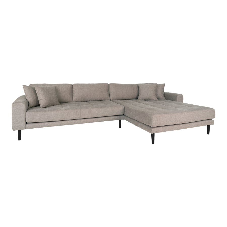 HOUSE NORDIC Lido loungesofa, hjre chaiselong, m. 4 puder - stone polyester og sort tr