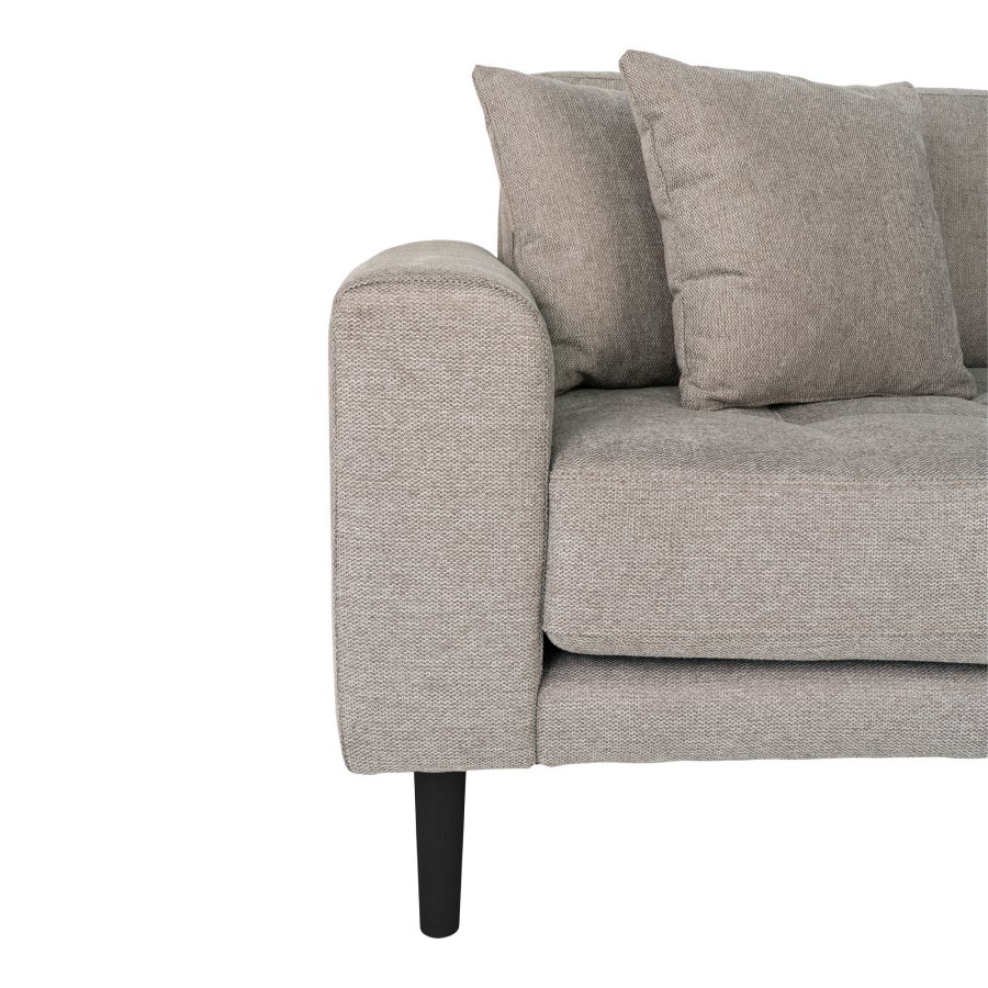 HOUSE NORDIC Lido loungesofa, hjre chaiselong, m. 4 puder - stone polyester og sort tr