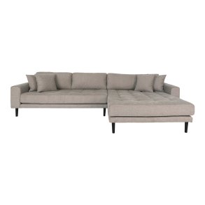 HOUSE NORDIC Lido loungesofa, hjre chaiselong, m. 4 puder - stone polyester og sort tr