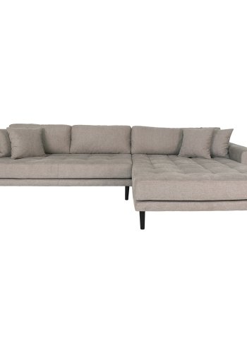 HOUSE NORDIC Lido loungesofa, hjre chaiselong, m. 4 puder - stone polyester og sort tr
