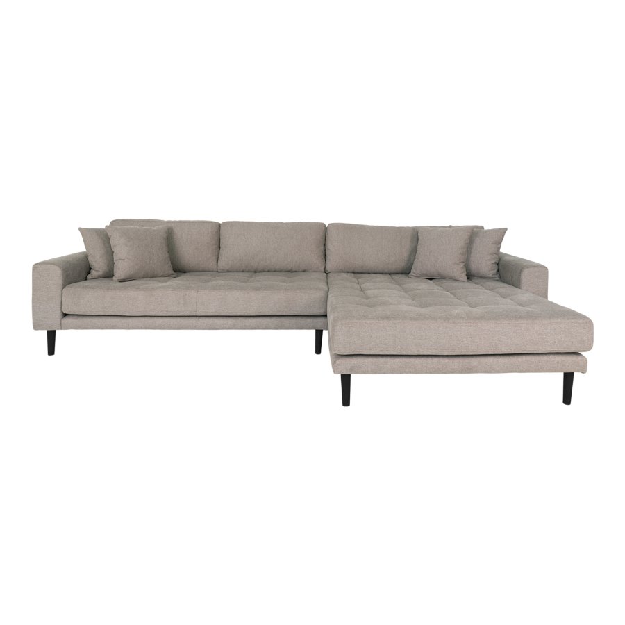 HOUSE NORDIC Lido loungesofa, hjre chaiselong, m. 4 puder - stone polyester og sort tr