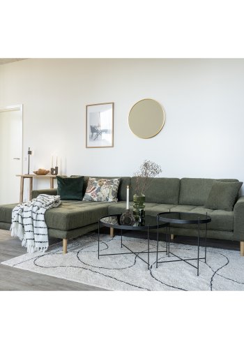 HOUSE NORDIC Lido loungesofa, m. venstre chaiselong og 4 puder - olivengrn polyester og egetr