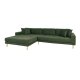 HOUSE NORDIC Lido loungesofa, m. venstre chaiselong og 4 puder - olivengrn polyester og egetr