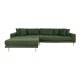 HOUSE NORDIC Lido loungesofa, m. venstre chaiselong og 4 puder - olivengrn polyester og egetr
