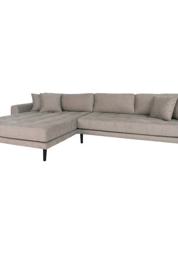 HOUSE NORDIC Lido loungesofa, venstre chaiselong, m. 4 puder - stone polyester og sort tr