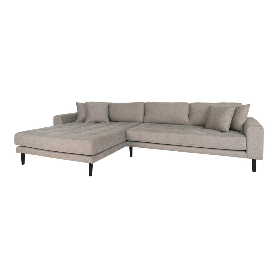 HOUSE NORDIC Lido loungesofa, venstre chaiselong, m. 4 puder - stone polyester og sort tr