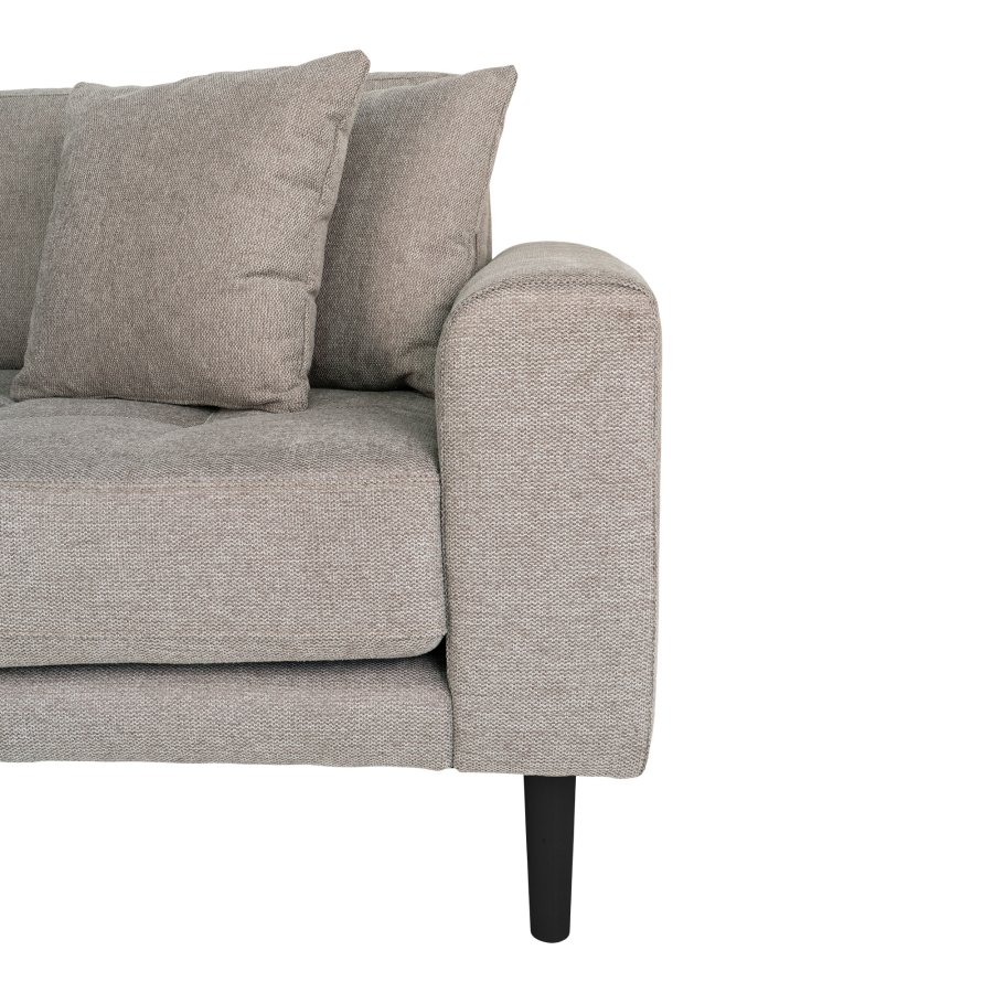HOUSE NORDIC Lido loungesofa, venstre chaiselong, m. 4 puder - stone polyester og sort tr