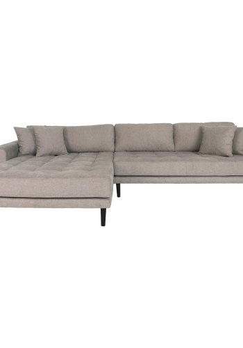 HOUSE NORDIC Lido loungesofa, venstre chaiselong, m. 4 puder - stone polyester og sort tr