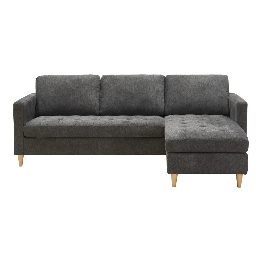 Firenze sofa, mrkegr med ben i naturtr,