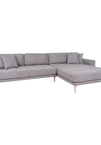HOUSE NORDIC Lido loungesofa, hjre chaiselong, m. 4 puder - lysegr polyester og natur bg