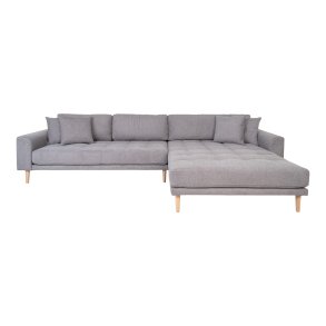 HOUSE NORDIC Lido loungesofa, hjre chaiselong, m. 4 puder - lysegr polyester og natur bg