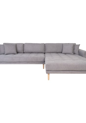 HOUSE NORDIC Lido loungesofa, hjre chaiselong, m. 4 puder - lysegr polyester og natur bg