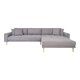 HOUSE NORDIC Lido loungesofa, hjre chaiselong, m. 4 puder - lysegr polyester og natur bg