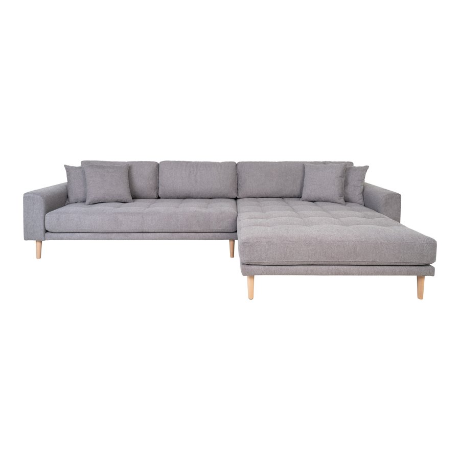 HOUSE NORDIC Lido loungesofa, hjre chaiselong, m. 4 puder - lysegr polyester og natur bg