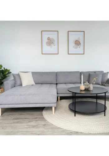 HOUSE NORDIC Lido loungesofa, venstre chaiselong, m. 4 puder - lysegr polyester og natur bg