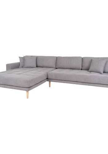 HOUSE NORDIC Lido loungesofa, venstre chaiselong, m. 4 puder - lysegr polyester og natur bg