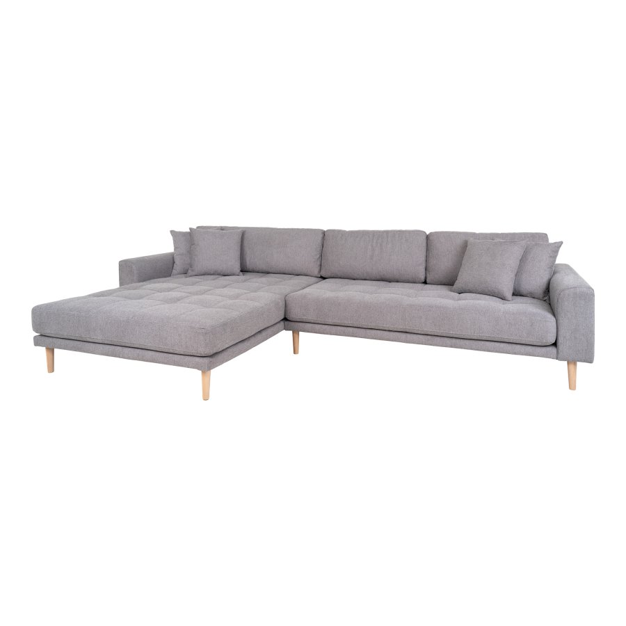 HOUSE NORDIC Lido loungesofa, venstre chaiselong, m. 4 puder - lysegr polyester og natur bg