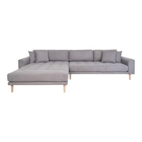 HOUSE NORDIC Lido loungesofa, venstre chaiselong, m. 4 puder - lysegr polyester og natur bg