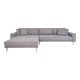 HOUSE NORDIC Lido loungesofa, venstre chaiselong, m. 4 puder - lysegr polyester og natur bg