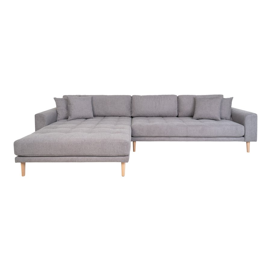 HOUSE NORDIC Lido loungesofa, venstre chaiselong, m. 4 puder - lysegr polyester og natur bg