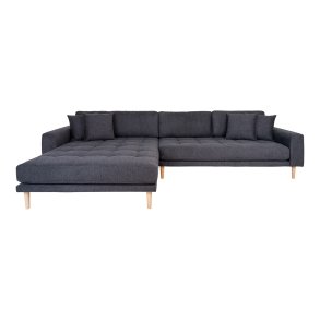 HOUSE NORDIC Lido loungesofa, venstre chaiselong, m. 4 puder - mrkegr polyester og natur bg