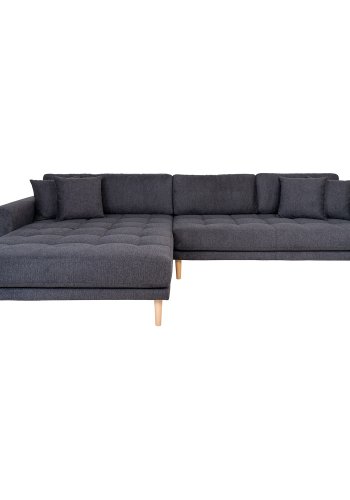 HOUSE NORDIC Lido loungesofa, venstre chaiselong, m. 4 puder - mrkegr polyester og natur bg
