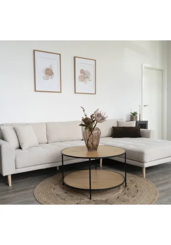 HOUSE NORDIC Lido loungesofa, hjre chaiselong, m. 4 puder - sand polyester og natur bg