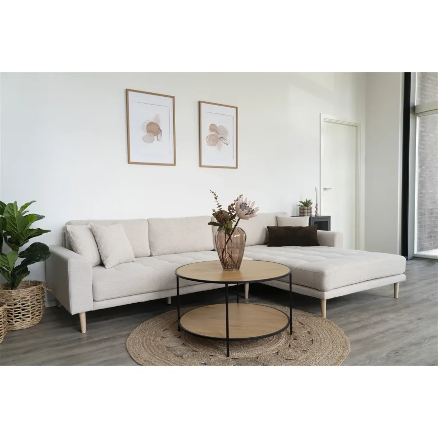 HOUSE NORDIC Lido loungesofa, hjre chaiselong, m. 4 puder - sand polyester og natur bg