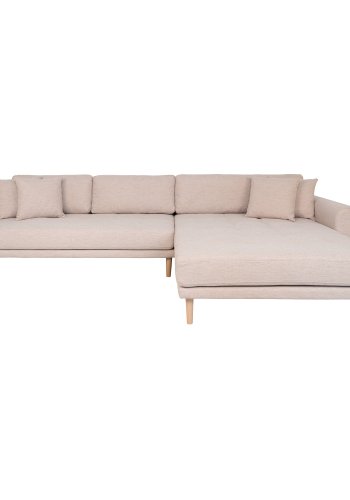 HOUSE NORDIC Lido loungesofa, hjre chaiselong, m. 4 puder - sand polyester og natur bg