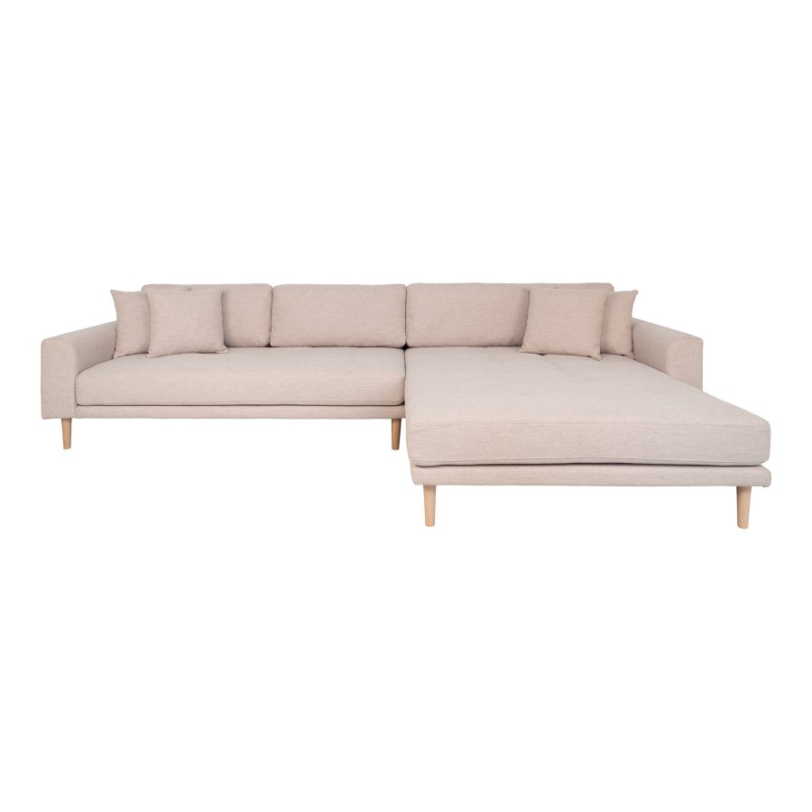 HOUSE NORDIC Lido loungesofa, hjre chaiselong, m. 4 puder - sand polyester og natur bg