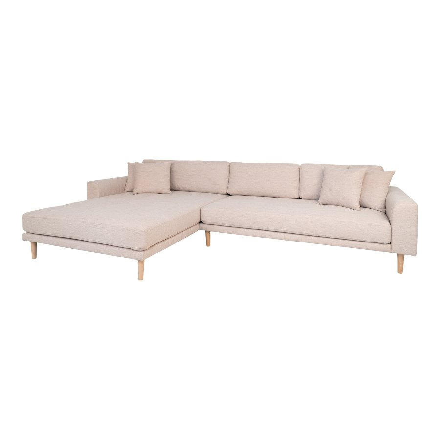 HOUSE NORDIC Lido loungesofa, venstre chaiselong, m. 4 puder - sand polyester og natur bg