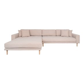HOUSE NORDIC Lido loungesofa, venstre chaiselong, m. 4 puder - sand polyester og natur bg