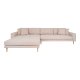 HOUSE NORDIC Lido loungesofa, venstre chaiselong, m. 4 puder - sand polyester og natur bg