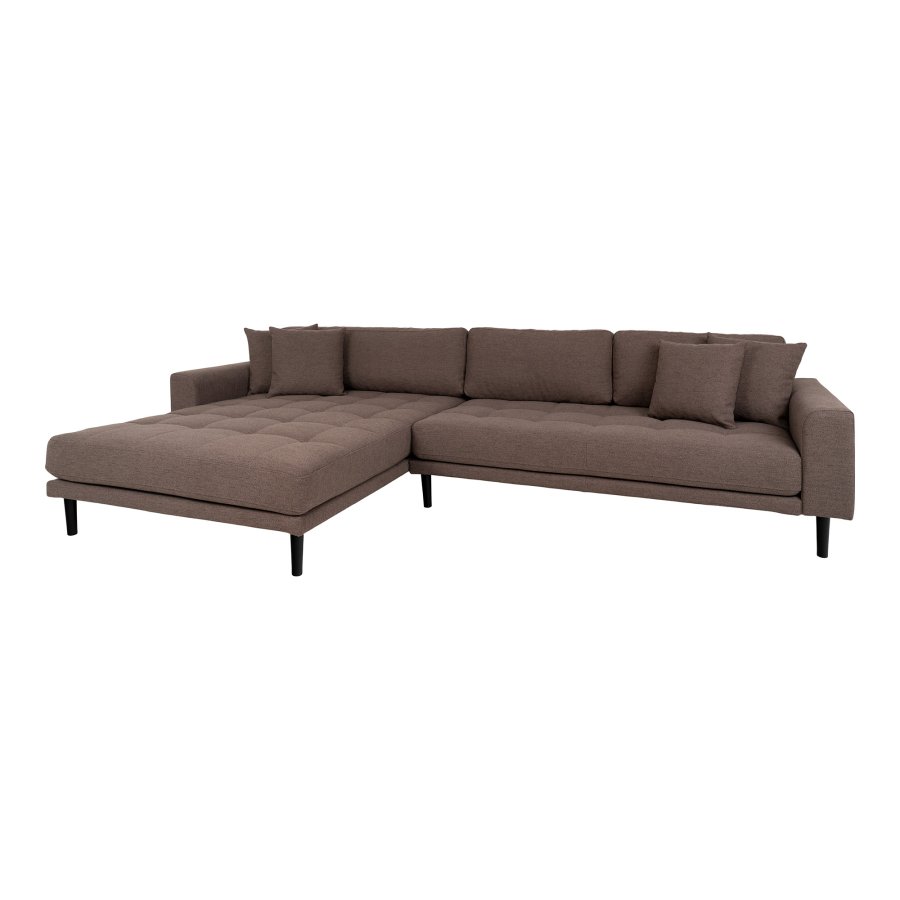 HOUSE NORDIC Lido loungesofa, venstre chaiselong, m. 4 puder - brun polyester og natur bg