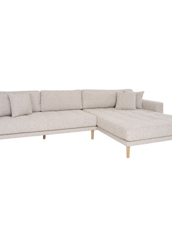 HOUSE NORDIC  Lido Lounge Sofa - Lounge Sofa, hjrevendt i beige meleret med fire puder og natur trben, HN1015