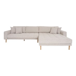 HOUSE NORDIC  Lido Lounge Sofa - Lounge Sofa, hjrevendt i beige meleret med fire puder og natur trben, HN1015