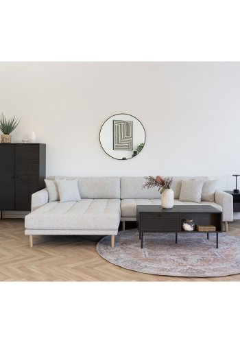 HOUSE NORDIC  Lido Lounge Sofa - Lounge Sofa, venstrevendt i beige meleret med fire puder og natur trben, HN1015