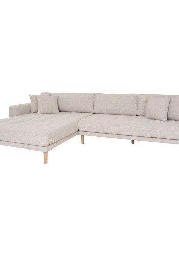 HOUSE NORDIC  Lido Lounge Sofa - Lounge Sofa, venstrevendt i beige meleret med fire puder og natur trben, HN1015