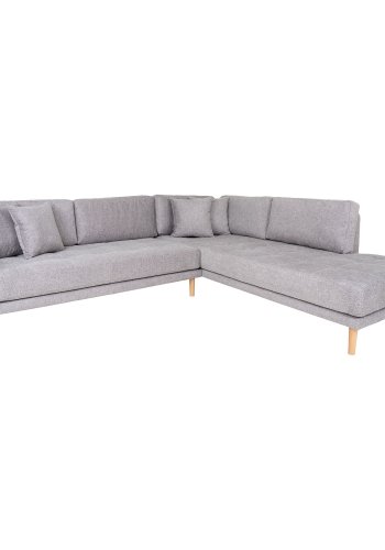 HOUSE NORDIC  Lido Hjrnesofa ben Ende - Hjrnesofa ben Ende, hjrevendt i lysegr med fire puder og natur trben, HN1040