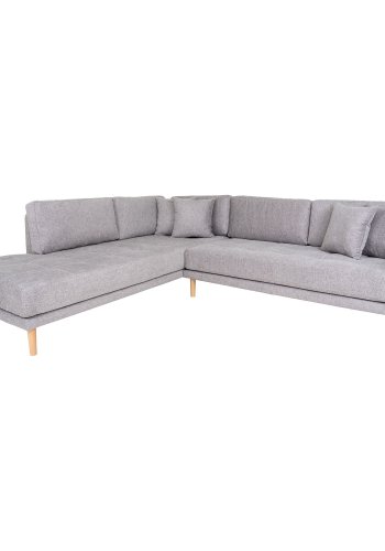 HOUSE NORDIC  Lido Hjrnesofa ben Ende - Hjrnesofa ben Ende,venstrevendt i lysegr med fire puder og natur trben, HN1040