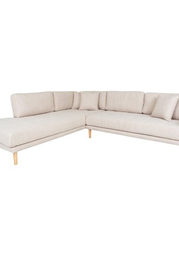 HOUSE NORDIC  Lido Hjrnesofa ben Ende - Hjrnesofa ben Ende, venstrevendt i sand med fire puder og natur trben, HN1050