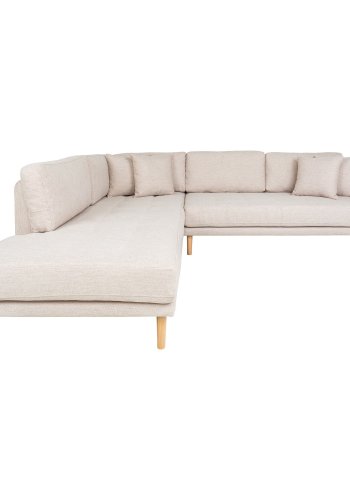 HOUSE NORDIC  Lido Hjrnesofa ben Ende - Hjrnesofa ben Ende, venstrevendt i sand med fire puder og natur trben, HN1050