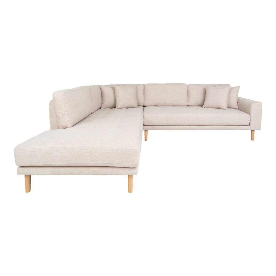 HOUSE NORDIC  Lido Hjrnesofa ben Ende - Hjrnesofa ben Ende, venstrevendt i sand med fire puder og natur trben, HN1050