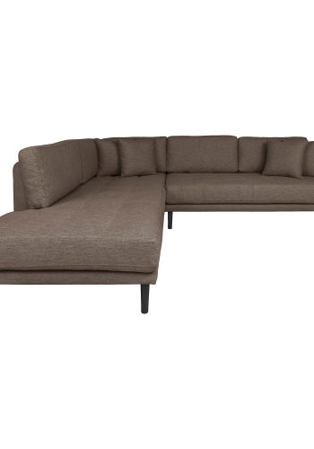 HOUSE NORDIC  Hjrnesofa ben Ende - Hjrnesofa ben Ende, venstrevendt i brun med fire puder og sorte trben, HN1055